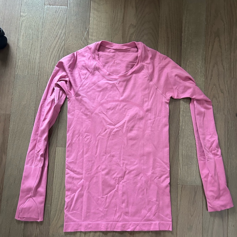 Pink lululemon swiftly tech long sleeve